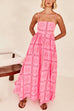 Trixiedress Spaghetti Strap Cut Out Waist Printed Maxi Swing Dress