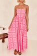 Trixiedress Spaghetti Strap Cut Out Waist Printed Maxi Swing Dress