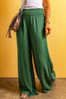 Trixiedress Smocked Elastic Waist Wide Leg Cotton Linen Pants