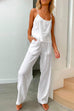 Trixiedress Cotton Linen Cami Top Wide Leg Pants Loungewear Set