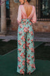 High Waist Wide Leg Floral Print Pants