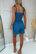 Trixiedress Tie Shoulder Smocked Cami Denim Romper