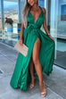 Trixiedress One Dress Three Ways Tie Waist High Slit Maxi Party Dress