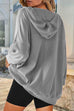 Trixiedress V Neck Drop Shoulder Drawstring Hoodied Sweatshirt