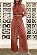 Trixiedress Mockneck Sleeveless Crop Top Tie Waist Wide Leg Pants Set