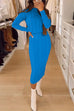 Trixiedress Crewneck Long Sleeves Pullover Pocketed Midi Skirt Cable Knit Set