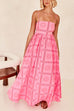 Trixiedress Spaghetti Strap Cut Out Waist Printed Maxi Swing Dress