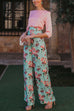 High Waist Wide Leg Floral Print Pants