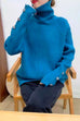 Trixiedress Turtleneck Raglan Sleeves Buttons Slouchy Sweater