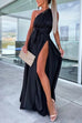 Trixiedress One Dress Three Ways Tie Waist High Slit Maxi Party Dress