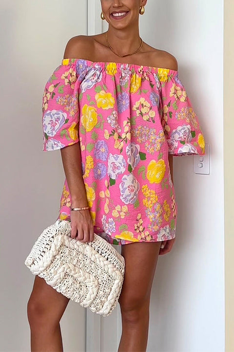 Short Sleeves Floral Print Loose Pullover Top