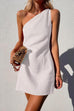 Trixiedress One Shoulder Solid Cotton Linen Mini Dress