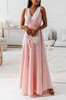 Trixiedress Wrap V Neck Tie Waist Sleeveless Maxi Swing Dress