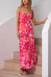 Trixiedress Spaghetti Strap Twist Back Printed Maxi Vacation Dress