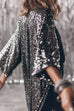 Trixiedress 3/4 Sleeves Open Front Sequin Shinny Midi Cardigan