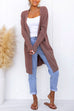 Trixiedress Open Front Pockets Solid Knitting Midi Cardigan