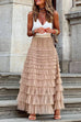 Trixiedress Ruffle Layered Mesh A-line Long Tulle Skirt