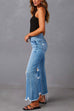 Trixiedress Raw Hem Ripped Flare Bottoms Denim Pants