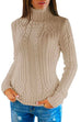 Trixiedress Slim Fit Turtleneck Cable Knit Sweater