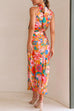 Trixiedress Tie Back Halter Sleeveless Waisted Maxi Floral Dress