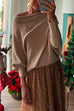 Trixiedress Boat Neck Batwing Sleeves Cozy Pullover Sweater