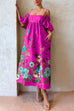 Trixiedress Cold Shoulder Ruffle Sleeves Bow Knot Back Floral Maxi Dress