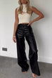 Trixiedress High Rise Pocketed Wide Leg Faux Leather Pants