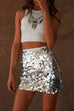 Trixiedress Elastic Waist Sequin Bodycon Mini Skirt