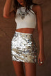 Trixiedress Elastic Waist Sequin Bodycon Mini Skirt