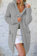 Trixiedress Open Front Ribbed Knitting Hoodied Sweater Outwear