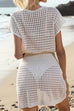Trixiedress Short Sleeves Hollow Out Waisted Beach Cover Up Dress