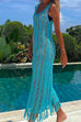 Trixiedress Hollow Out Sleeveless Tassel Beach Cover Up Dress