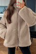 Trixiedress Turtleneck Zipper Up  Pocketed Fuzzy Fleece Coat