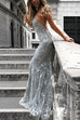 Trixiedress Sequin V Neck Backless Maxi Cami Mermaid Party Dress