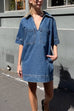 Trixiedress V Neck Pocketed Tara Denim Mini Dress