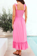 Trixiedress Wide Straps Bow Shoulder Smocked Ruffle Maxi Dress