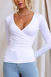 Trixiedress Wrap V Neck Long Sleeves Slim Fit Bottoming Top