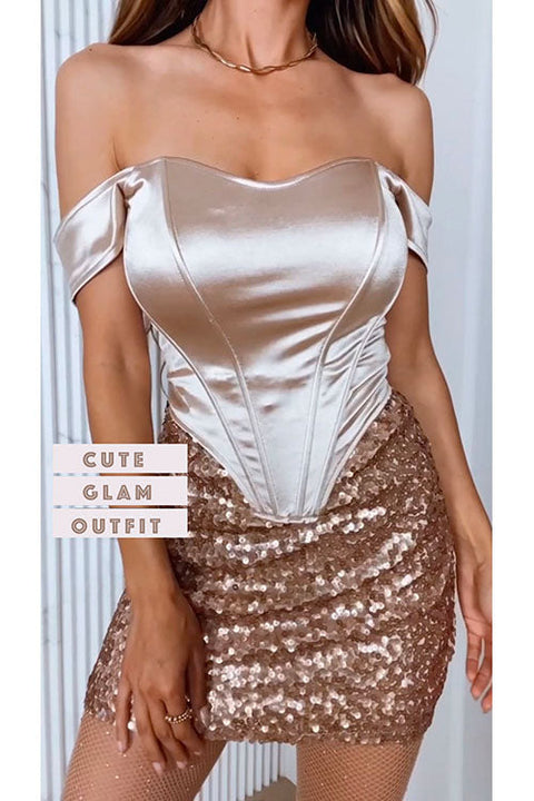 Trixiedress Off Shoulder Satin Corset Tube Top