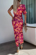 Trixiedress One Shoulder Waisted Floral Maxi Bodycon Dress