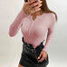 Trixiedress Buttons V Neck Kong Sleeves Bottoming Knit Top