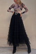 Trixiedress Ruffle Layered Mesh A-line Maxi Skirt