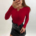 Trixiedress Buttons V Neck Kong Sleeves Bottoming Knit Top