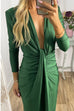 Trixiedress Deep V Neck Ruched Slit Maxi Bodycon Dress