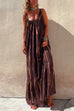 Trixiedress Scoop Neck Sleeveless Tie Dye Maxi Ruffle Holiday Dress