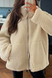 Trixiedress Turtleneck Zipper Up  Pocketed Fuzzy Fleece Coat