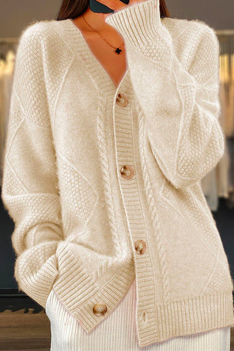 Trixiedress V Neck Botton Down Solid Sweater Outwear