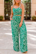 Trixiedress Cami Crop Top Elastic Waist Wide Leg Pants Printed Set