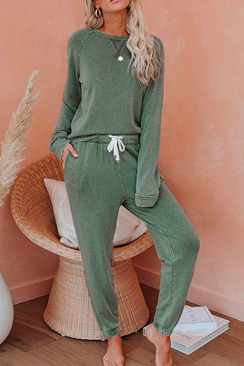 Trixiedress Long Sleeves T-shirt Drawstring Waist Joggers Loungewear Set