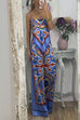 Trixiedress Tie Back Irregular Cami Top Wide leg Pants Printed Set