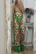 Trixiedress Tie Back Irregular Cami Top Wide leg Pants Printed Set